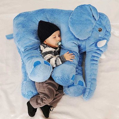 Almofada Travesseiro Elefante De Pelúcia Baby De 60 Cm Azul