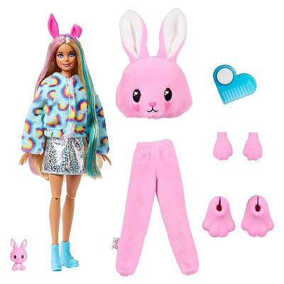 Boneca Barbie Color Reveal Cutie Revelação Com Fantasia de Coelho e 10 Surpresas Incluindo 1 Mini Pet com Mudança de Cor