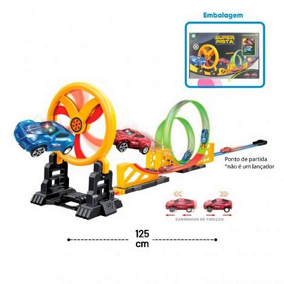 Duplo Looping kit com Carrinho a Fricção e Pista de Montar