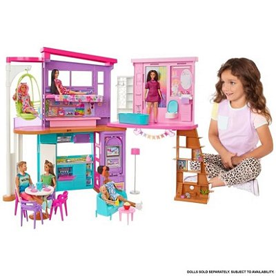 Barbie Casa Malibu De Luxo Dobravel De 2 Andares 115 Cm - Lançamentos 2022