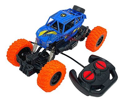 Carrinho De Controle Remoto Off Road 4x4x Com Luz Gigante Azul