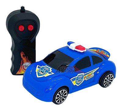 Carro Carrinho De Controle Remoto Cartoon De Policia 15cm Azul