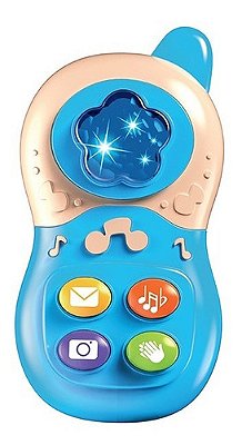 Brinquedo Musical Celular Baby Com Luz E Som Azul