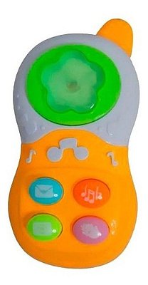 Brinquedo Musical Celular Baby Com Luz E Som Laranja