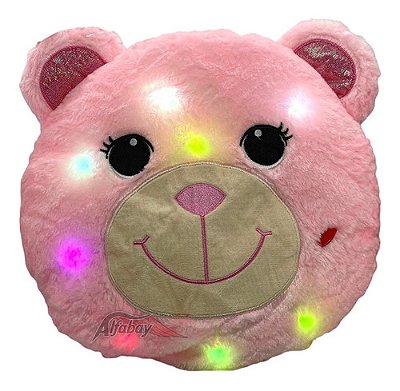 Pelúcia De Ursinho Travesseiro Com Led Luminoso Com Sorriso Rosa