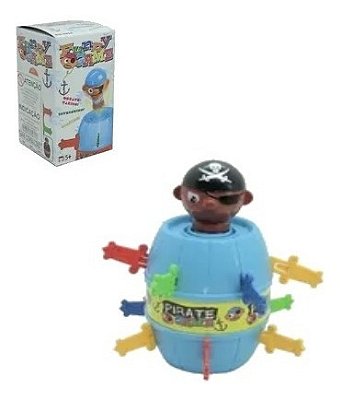 Jogo Barril Salta Pirata Com 12 Espadas De 8 Cm Azul