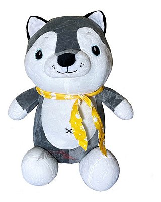 Cachorro Lobo De Pelúcia - De 50 Cm Antialérgico Fofinho