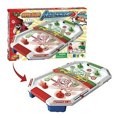 Jogo De Mesa - Super Mário Nintendo Air Hockey De 54 Cm