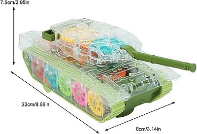 Carrinho Tank De Guerra Futurista Transparente Com Luz E Musica - Engrenagem colorida