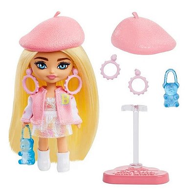 Boneca Barbie Minis Extra Cabelo Loiro Jaqueta Universitária