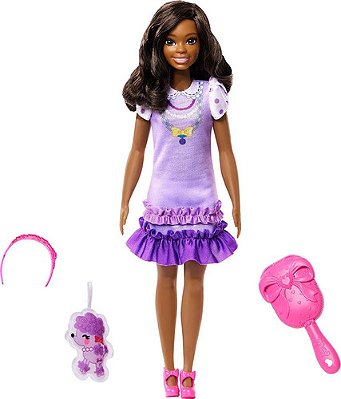 Boneca Barbie Morena Caminhada com Pet - Mattel