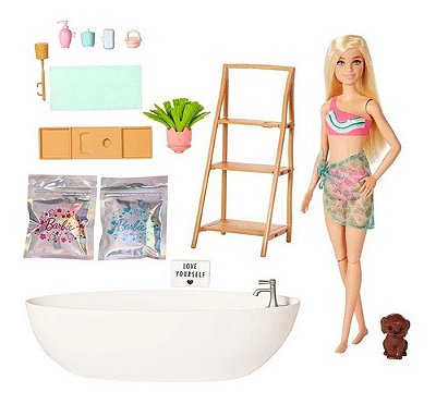 Boneca Barbie Banho D Confete Magico Loira Com Banheira Luxo