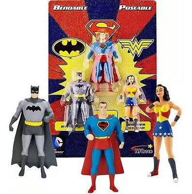 Kit 3 Bonecos Superman - Batman E Mulher Maravilha Classicos