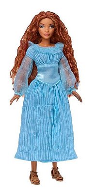 Boneca Disney A Pequena Sereia Vestido Azul Novo Filme Negra