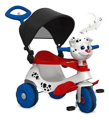 Triciclo Velobaby Doggy Com Capota E Pedal Chip Sonoro Preto