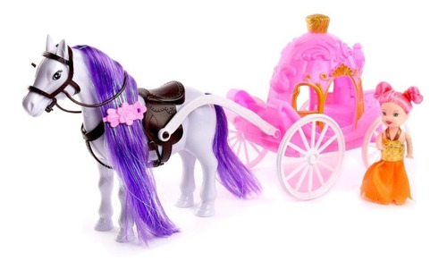 Carruagem Magica Com Cavalo Ponny E Princesa  Colorido Linda