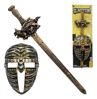 Kit Medieval Com Espada + Mascara De Gladiador De 53 Cm