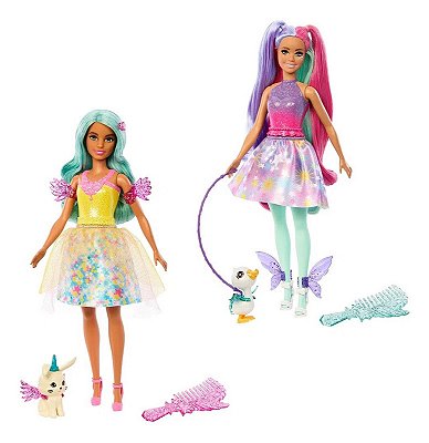 Kit 2 Boneca Barbie Um Toque De Mágica Irmãs Com Asas E Pet