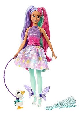 Boneca Barbie Um Toque De Mágica Rocki Cabelo Roxo/ Rosa