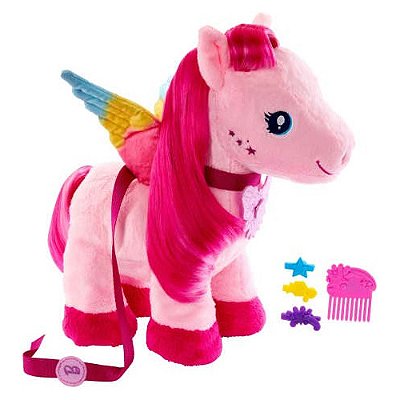 Pelúcia Da Barbie Pegasus Com Asas Colorida Anda De Verdade