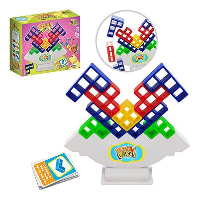 Jogo Torre Encaixe Tetris Equilibre Colorido Com Base