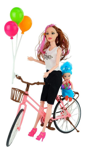 Boneca Ciclista Com Acessórios Com Balão Colorido