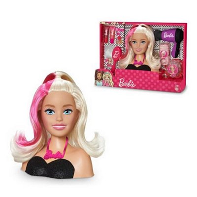 Boneca Barbie Busto Penteados Loira Cabelo Colorido Com Acessórios