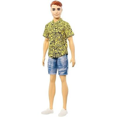 Boneco Ken Ruivo Camiseta Amarela Fashionistas 139 - Barbie