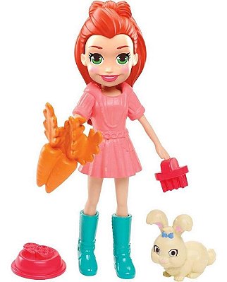 Mini Boneca Polly Pocket Lila E Coelhinho Com Acessórios - Ruiva