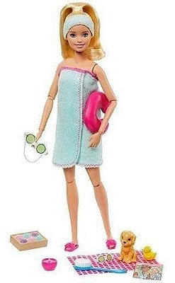 Boneca Barbie Fashionista Loira - Dia De Spa Com O Pet
