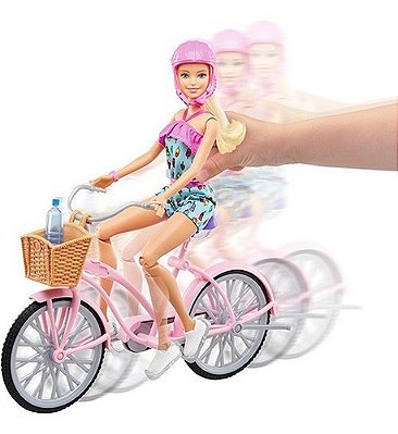 Boneca Barbie Loira Com Bicicleta E Varios Acessorios