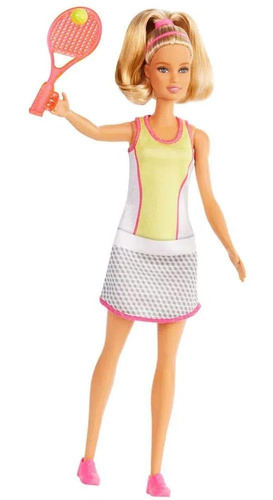 Boneca Barbie Profissões Loira Tenista Com Raquete 30 Cm