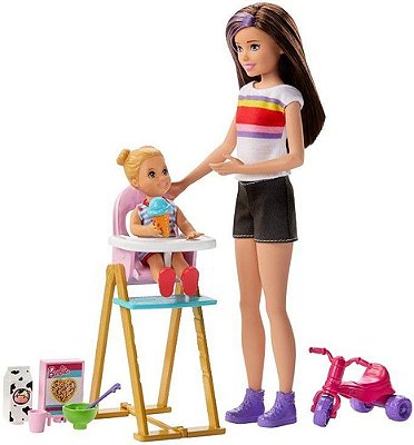 Boneca Barbie Skipper Babysitter Hora De Comer C/ Cadeirinha