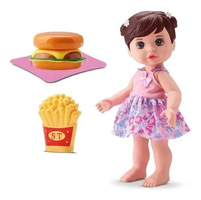 Boneca Bee Hugs Fast Food - Batata Frita E Hamburguer Morena