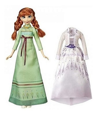 Boneca Frozen 2 Disney Anna Troca De Roupa 2 Vestido