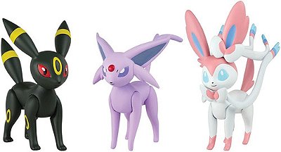 Kit 3 Bonecos Pokémon Umbreon - Sylveon - Espeon Trio Tomy