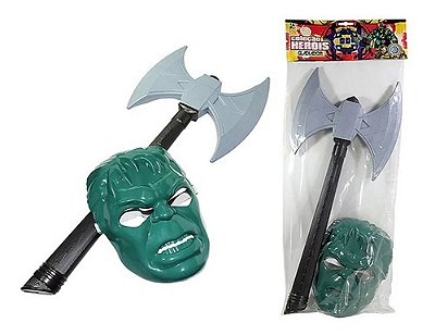 Kit Máscara Hulk + Machado Coleção Heróis Gladiador Infantil