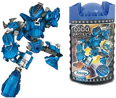 Blocos De Montar Robô Guerreiro Azul Armor 59 Peças Xalingo