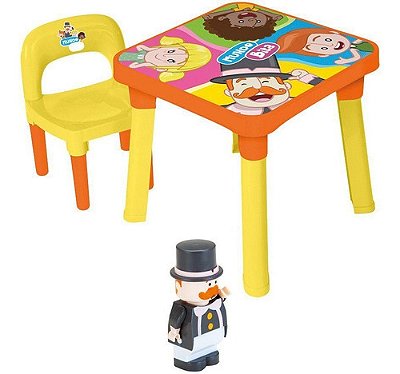 Mesinha Mesa Infantil Mundo Bita Didatica + Cadeira + Boneco
