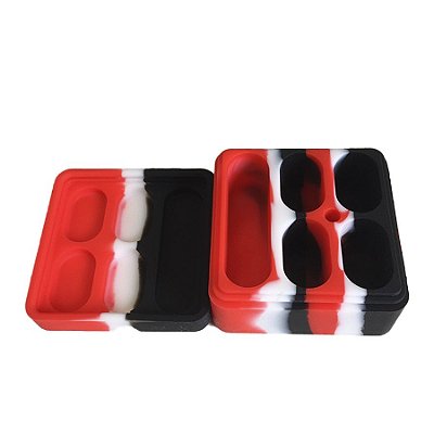 Pote de Silicone com 5 Lugares Vermelho, Preto e Branco