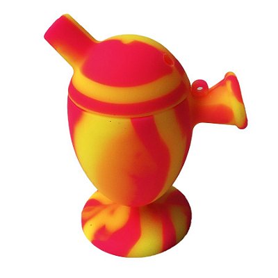 Mini Bong de Silicone Bubbler Amarelo e Rosa