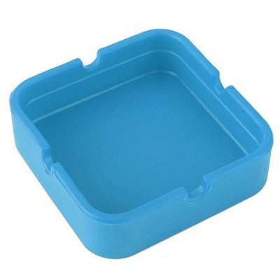 Cinzeiro de Silicone Quadrado Azul