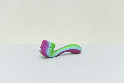 Pipe de Silicone Estilo Cachimbo Roxo e Verde