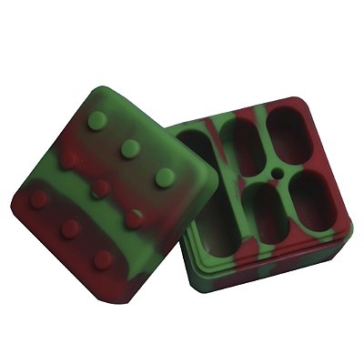 Pote de Silicone com 5 Lugares Verde e Vermelho