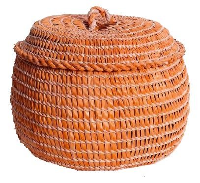 cesto de palha de carnaúba laranja