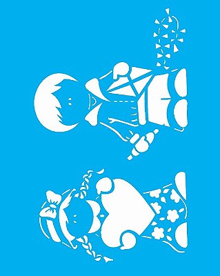 Stencil para Pintura 20 x 25cm - OPA1330 - MENINO E MENINA - OPA