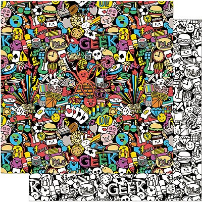 Papel para Scrapbook Dupla Face - Doodle Art - SD-0765