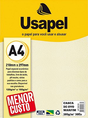 Usapel Casca de Ovo Marfim /A4 180g/m²/ 50fls /Marfim UP25010