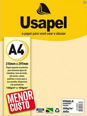 Usapel Pérola / A4 180g/m² / 30 folhas / Gengibre/Palha UP25054