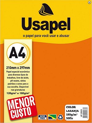 Usapel Color /A4 180g/m² 50fls /Laranja UP25003